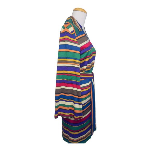 Sunny South Fashions of Dallas Striped Silk Knit Dress Vintage 1970s Rainbow - Picture 9 of 12